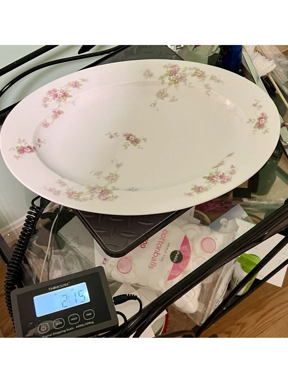 O&EG Royal Austria 1900s Pink Floral Porcelain Oval Serving Platter, 16x11”